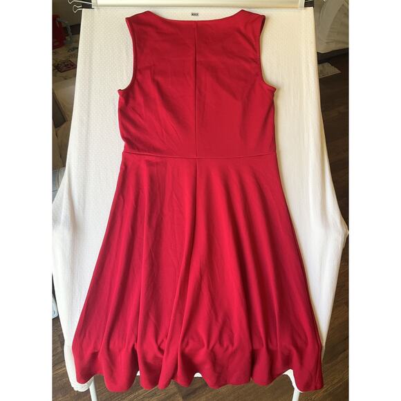 Lands' End Women Midi Dress S (6-8) Red Fit & Flare Sequin Sleeveless Stretch - Picture 10 of 10